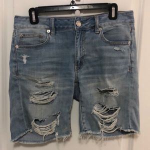 Distressed boyfriend denim shorts